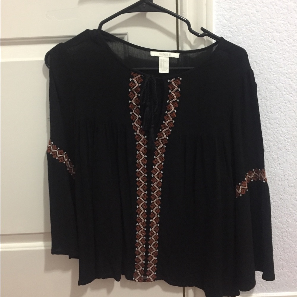 Black Embroidered Top